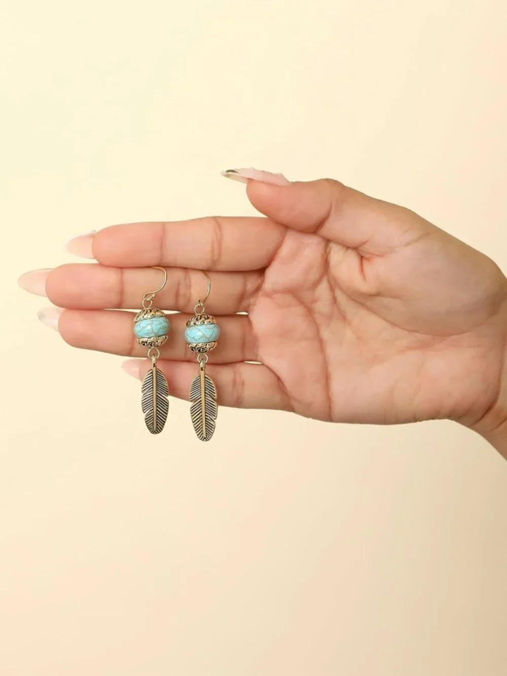 Turquoise Dangle Earrings for Women, Oxidized Gold & Silver Western Jewelry